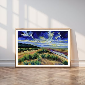 Holkham Beach, Norfolk. Kunstdruck eines originalen Ölgemäldes.