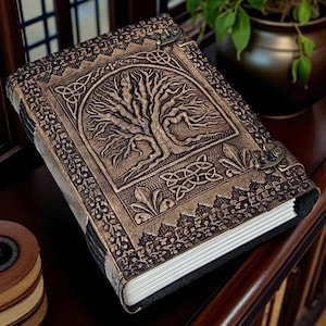 400 Page Tree of Life Leather Journal Personalized Handmade Notebook Vintage Sketchbook Gift for Her Notebook Celtic Diary Wedding Guestbook