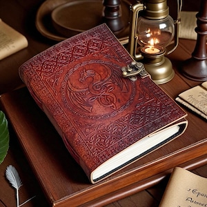 Dragon Leather Journal with Lock: Vintage Sketchbook, 125 GSM Art Paper