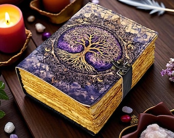 Diario de cuero Árbol de la Vida / Cuaderno vintage hecho a mano / Diario de brujería wicca / Cuaderno de escritura espiritual / Regalo bohemio