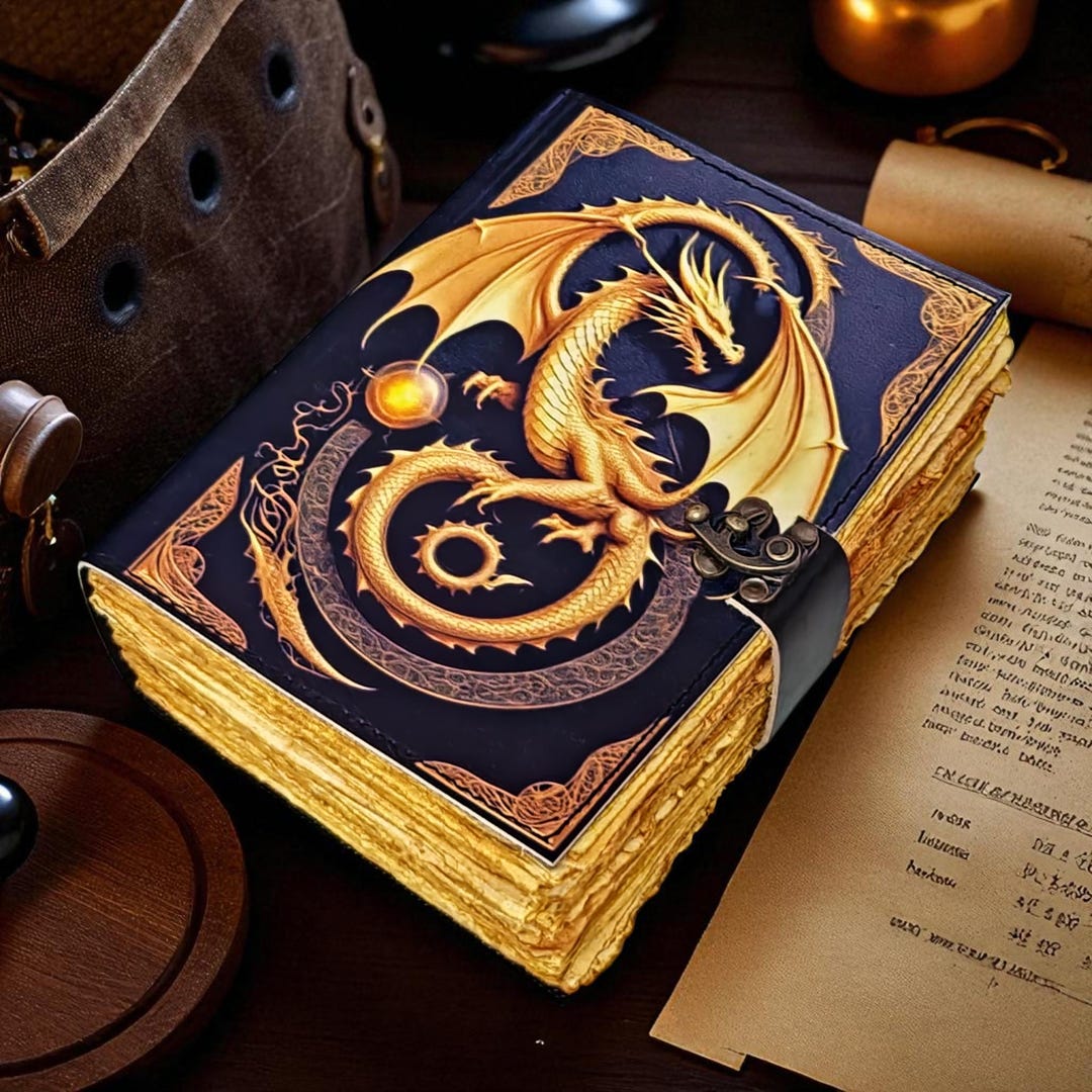 400 Pages Dragon Leather Journal Sketchbook With Lock | Deckle Paper ...
