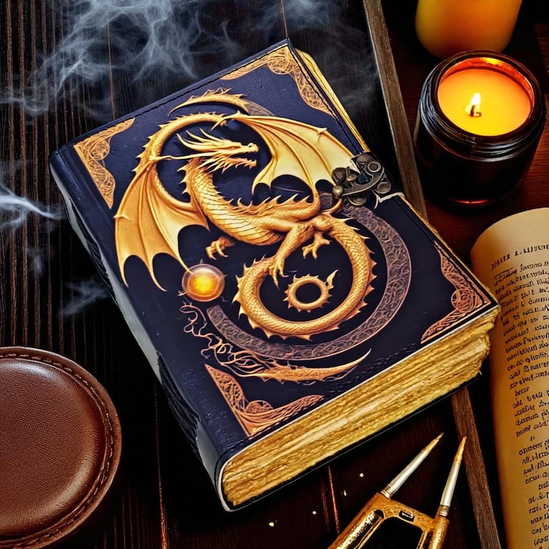 400 Pages Dragon Leather Journal Sketchbook With Lock | Deckle Paper ...