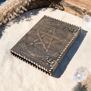 Pentacle Leather Ring Binder | Embossed A4 Organizer, Vintage Style