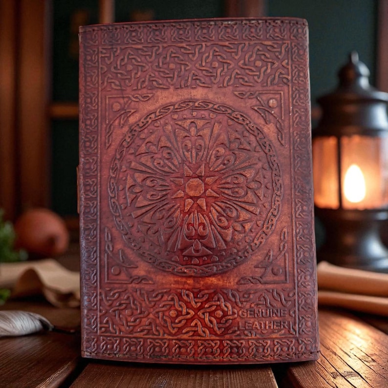 "Handcrafted dragon leather journal for writing and art"