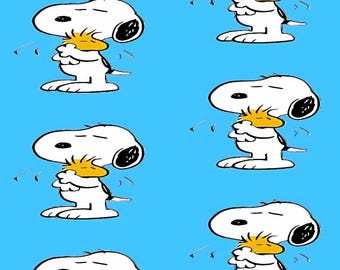 Snoopy Woodstock Pattern Cotton Cartoon Fabric-DIY 100% Cotton Fabric-Sold by Half Yard