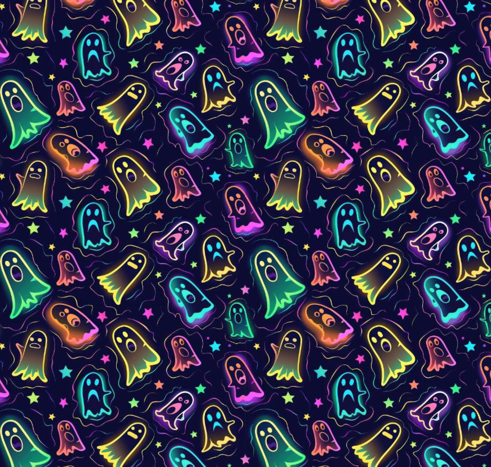 Fluorescent Halloween Ghost Fabric-diy 100% Cotton Fabric-sold by Half ...