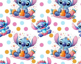 Colorful Dot Stitch Cartoon Fabric-DIY 100% Cotton Fabric-Sold by Half Yard