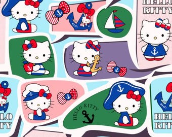Hello Kitty Crewman Cartoon Fabric-DIY 100% Cotton Fabric-Sold by Half Yard