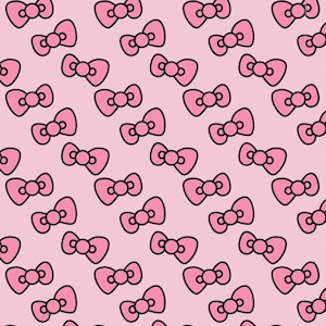Pink Kitty Cat Bow Pattern Cotton Cartoon Fabric-DIY 100% Cotton Fabric-Sold by Half Yard