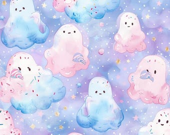 Cute Ghost Pattern Cotton Holiday Fabric-DIY 100% Cotton Fabric-Sold by Half Yard