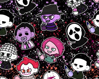 Chibi Horror Villains Fabric-DIY 100% Cotton Fabric-Sold by Half Yard