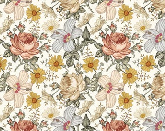 Retro-Pastoral Style Floral Patterns Fabric-DIY 100% Cotton Fabric-Sold by Half Yard