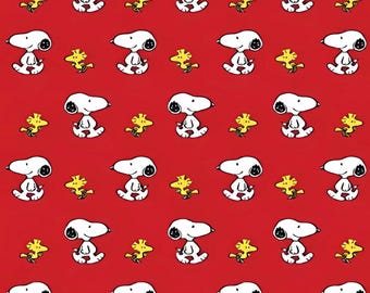 Snoopy Dog Pattern Cotton Cartoon Fabric-DIY 100% Cotton Fabric-Sold by Half Yard