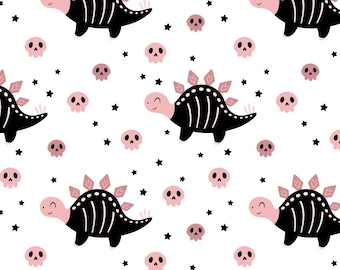 Skull Dinosaur Pattern Cotton Cartoon Fabric-DIY 100% Cotton Fabric-Sold by Half Yard