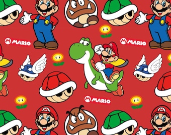 Super Mario Cotton Cartoon Fabric-DIY 100% Cotton Fabric-Sold by Half Yard