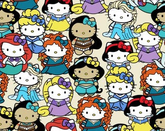 Hello Kitty Cosplay Cartoon Fabric-DIY 100% Cotton Fabric-Sold by Half Yard