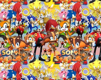 Sonic the Hedgehog 100% Cotton Fabric-Sold by Half Yard