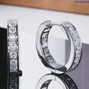 Huggie Hoop Earrings, Round Cut Moissanite Earrings, 14K Gold Earrings, Clip On Earrings, Minimalistic Earrings, Bridal Earrings, Gift Her