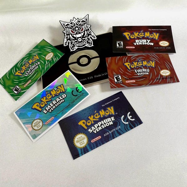 GBA Cartridge Replacement Stickers – Ruby, Sapphire, Emerald, FireRed, LeafGreen