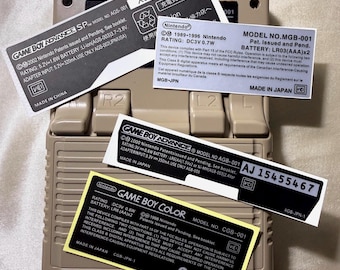 Verschillende Game Boy-labels (pocket, colour, Advance, SP)