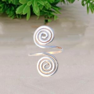 Handmade Sterling Silver Spiral Ring: Minimalist Boho Swirl Jewelry