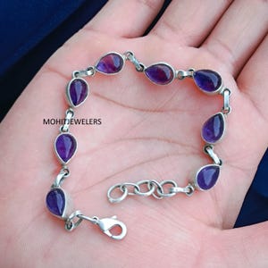 Handmade Amethyst Sterling Silver Bracelet: Multi Gemstone Barnacle Design