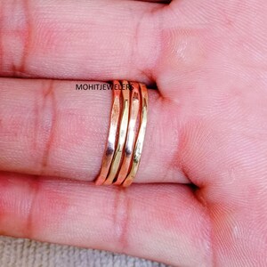 Handmade Copper & Brass Meditation Ring: Hammered Wire Band