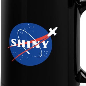 Shiny, Black SciFi Coffee Mug | Ceramic Glossy Drinkware | 11-15Oz Range - Meatball Serenity Logo, Browncoats