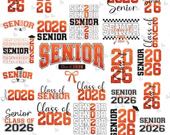 Graduation 2026 PNG Bundle Graduation Senior 2026 PNG, Class of 2026 PNG Graduation Shirt Design Senior Sublimation Glitter high school 26