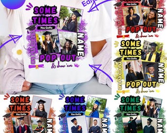 Pop Out & Show Em Editable Canva Shirt Template Graduation Insert Photos Editable Class of 2026 Grad Shirt Design PNG high school graduate