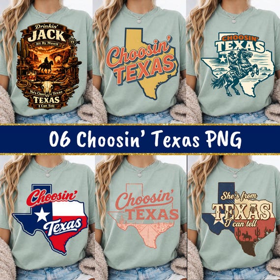 Choosing Texas PNG bundle She’s From Texas I Can Tell Western Cowgirl  Vintage Western Art Texas Sublimation Design Digital Download