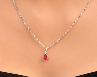 Delicato Ciondolo A Goccia In Cristallo Su Collana - Argento Placcato, Regalo Perfetto Per Donna