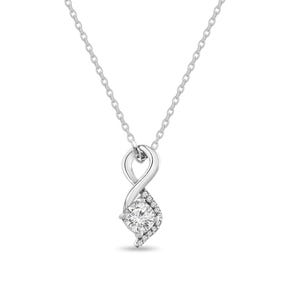 Sterling Silver Infinity Solitaire Pendant Necklace: Zirconia Diamond Accents