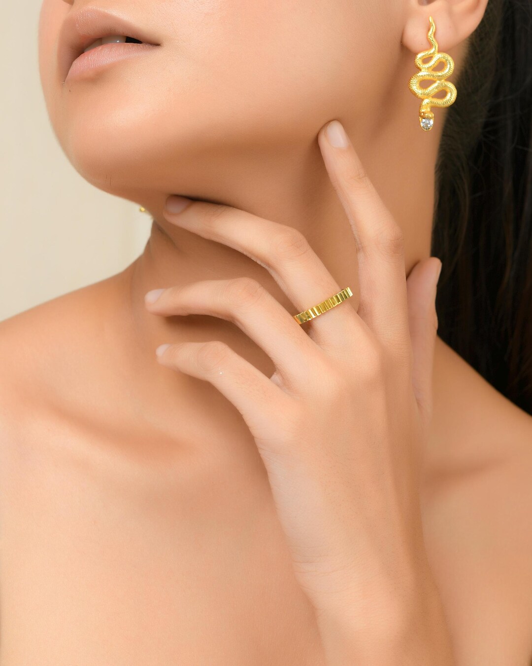 Zigzag 18k Gold Vermeil Band Ring: Sterling Silver Stacker - Etsy