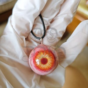 Handmade Eyeball Pendant Necklace | Gothic Horror Style | 24mm Resin Eyeball Jewelry | Creepy Subculture Cthulhu Aesthetic | Multiple Colors