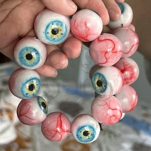 Punk Style Eyeball Bracelet | Handmade Resin Beads | Gothic Horror Jewelry | Unique Creepy Gift