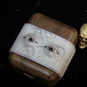 Handmade Leather Eye AirPods Case | Gothic Pink AirPods Pro Case | Dark Aesthetic Earbud Cover | All Models Customizable