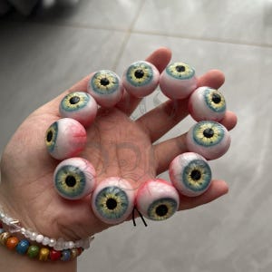 Gothic Horror Eyeball Bead Bracelet | Handmade Resin Jewelry | Unique Creepy Punk Accessory | Statement Halloween Gift