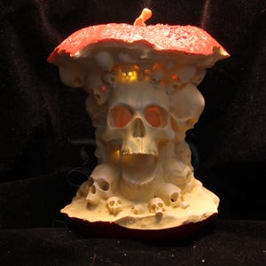 Rotten Apple Skull Lamp | Resin Handmade Light-Up Decor | Creepy Desktop Night Light