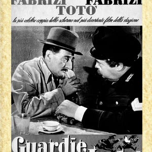 Cinema Italiano art 42 Toto' e Aldo Fabrizi (Guardie e ladri) Papiarte Poster Stampe da Parete, Vintage su Carta Pergamenata, Arredamento