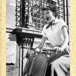 Cinema Americano  Art 05 Audrey Hepburn (Vacanze romane) Papiarte Poster Stampe da Parete, Vintage su Carta Pergamenata Arredamento, Casa