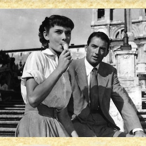 Cinema Americano Art 18 Audrey Hepburn (Vacanze romane) Papiarte Poster Stampe da Parete, Vintage su Carta Pergamenata Arredamento, Casa