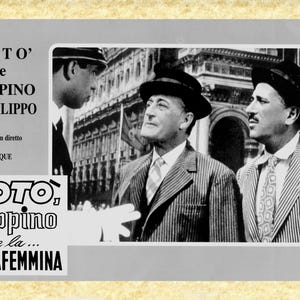 Cinema Italiano art 52 Toto', Peppino e la malafemmina, Papiarte Poster Stampe da Parete, Vintage su Carta Pergamenata, Arredamento, Casa