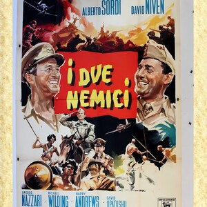 Poster Cinema Art 17 Alberto Sordi und David Niven (Die zwei Feinde), Papiarte Poster Dekor Drucke, Vintage auf Pergamentpapier