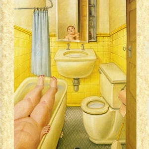 Arte Contemporanea, Fernando Botero Art 10, (Il bagno), Papiarte Poster Stampe da Parete, Vintage su Carta Pergamenata, Casa