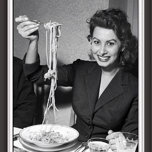 Papiarte Poster Stampe Vintage su Carta Pergamena, 21x30 cm (8,3x11,8 pollici), Arredamento, (Sofia Loren, Cinema Mangiaspaghetti #10)