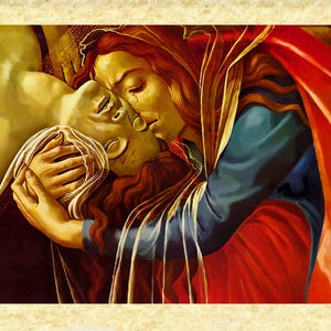 Arte Classica Art 02 Sandro Botticelli, (Pietà) Papiarte Poster Stampe da Parete, Vintage su Carta Pergamenata Arredamento