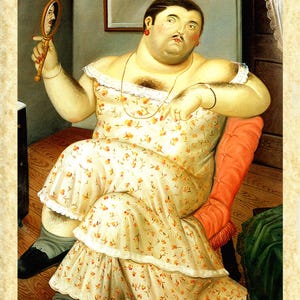 Arte Contemporanea, Fernando Botero Art 18, (Travestimento),  Papiarte Poster Stampe da Parete, Vintage su Carta Pergamenata, Casa