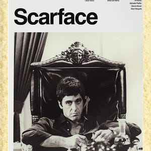 Locandina Cinema Art 52  Al Pacino (Scarface) Papiarte Poster Stampe da Arredamento, Vintage su Carta Pergamenata