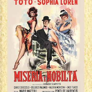 Kino-Kunst-Poster 06 Toto' und Sofia Loren (Armut und Adel), Papiarte Poster Wanddrucke, Vintage auf Pergamentpapier Dekor